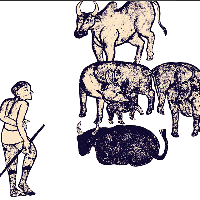 Cattleman and Buffalo