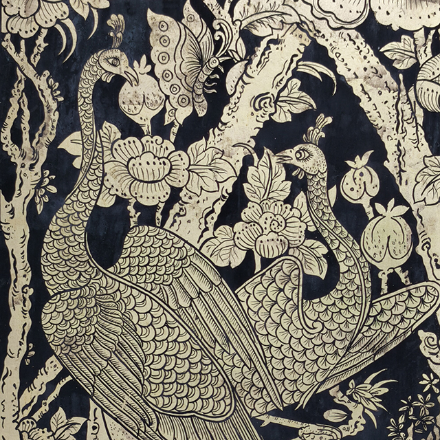 Thai Motif: Peacock and Butterfly