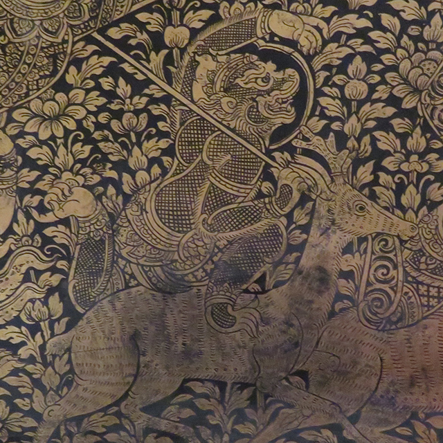 Thai Motif: Monkey and deer