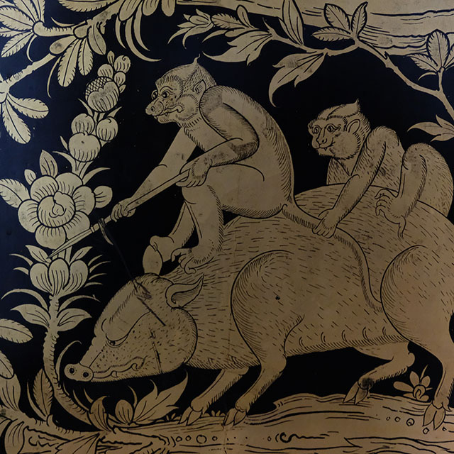 Thai Motif: Monkey and boar