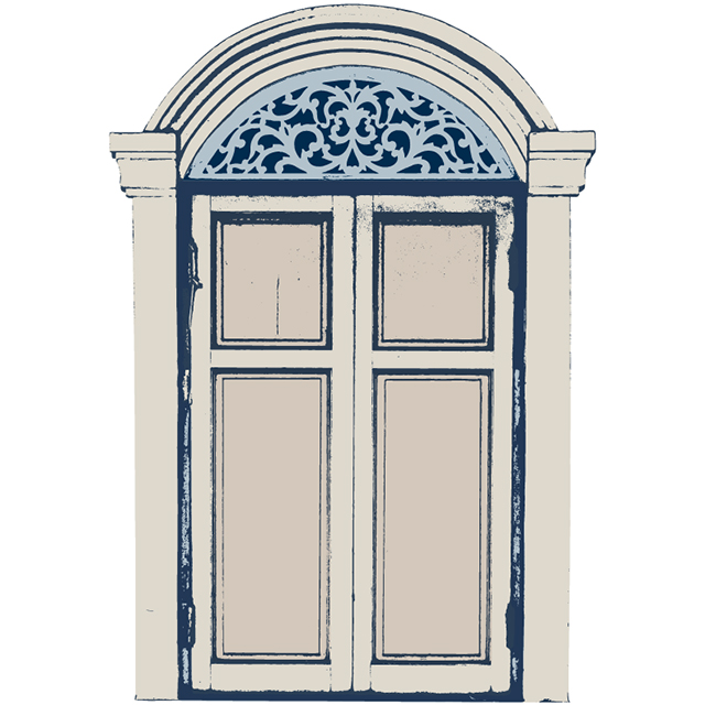 Intricate carvings on a window