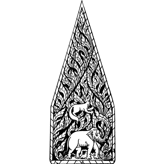Thai Motif: Lai Thai, Elephant, Squirrel